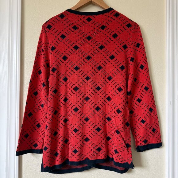 Pendleton Womens Red & Navy Diamond Pattern Cardigan Sweater M - Picture 6 of 6